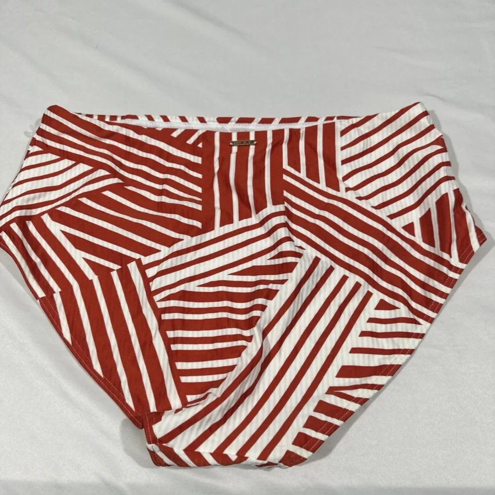 NEW Sea Level [ 10 US ] Mixed Striped High Waisted‎ Bikini Bottom Sun Orange
